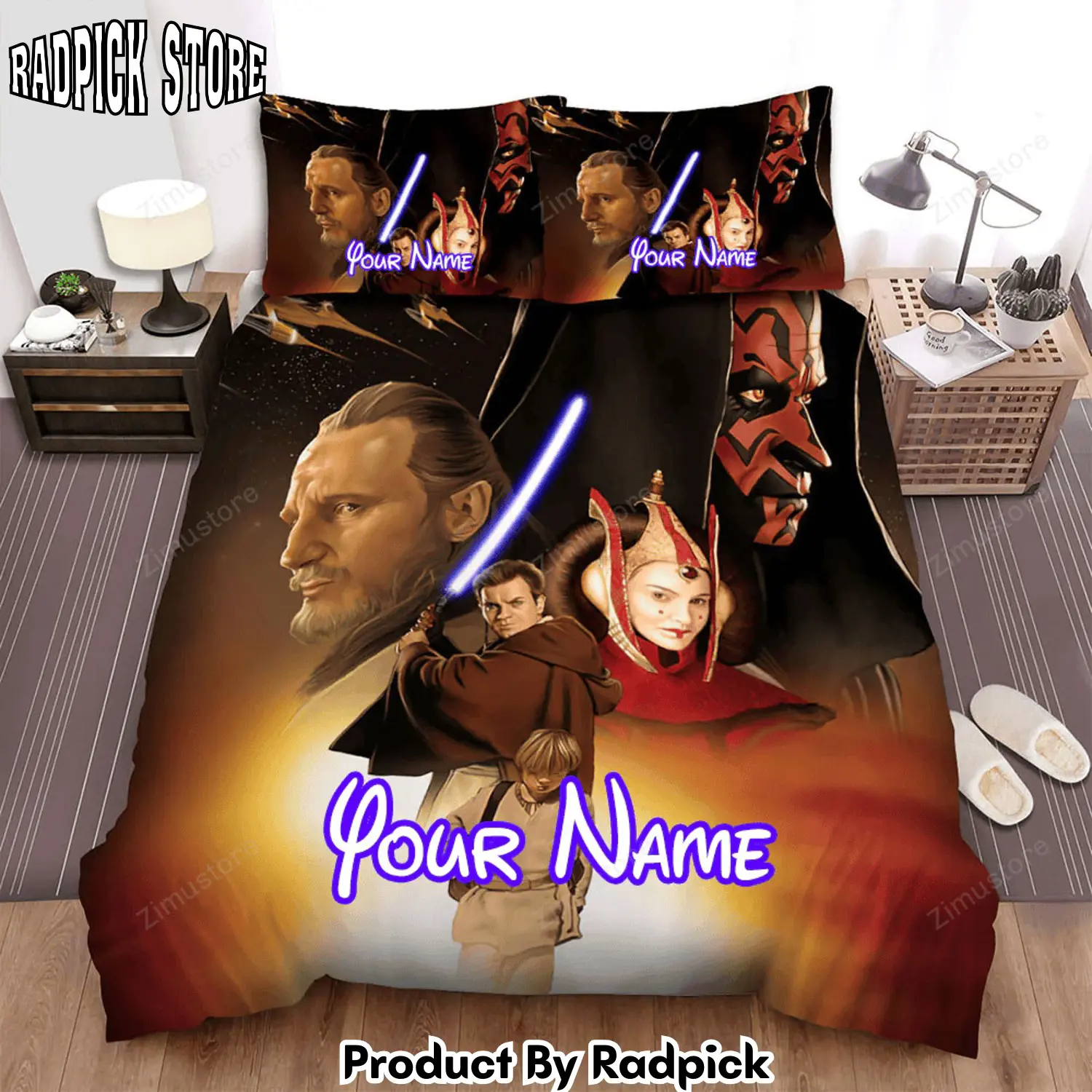 Radpick star wars episode i the phantom menace art of the boy below main actors scene movie poster bed sheets spread comforter duvet cover personalized name bedding sets rp3271999